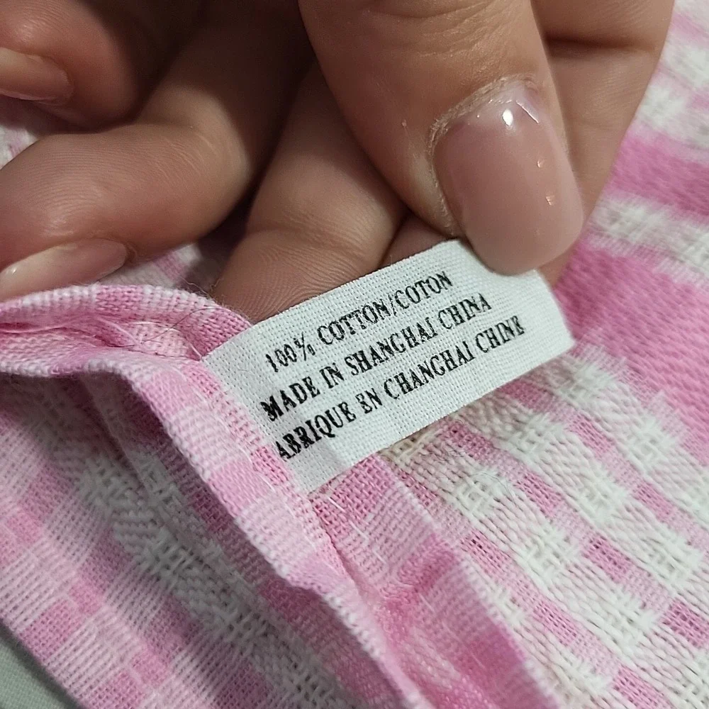 Vintage Tea Towel MALTA The Maltese Islands Travel Souvenir Pink 100%‎ Cotton